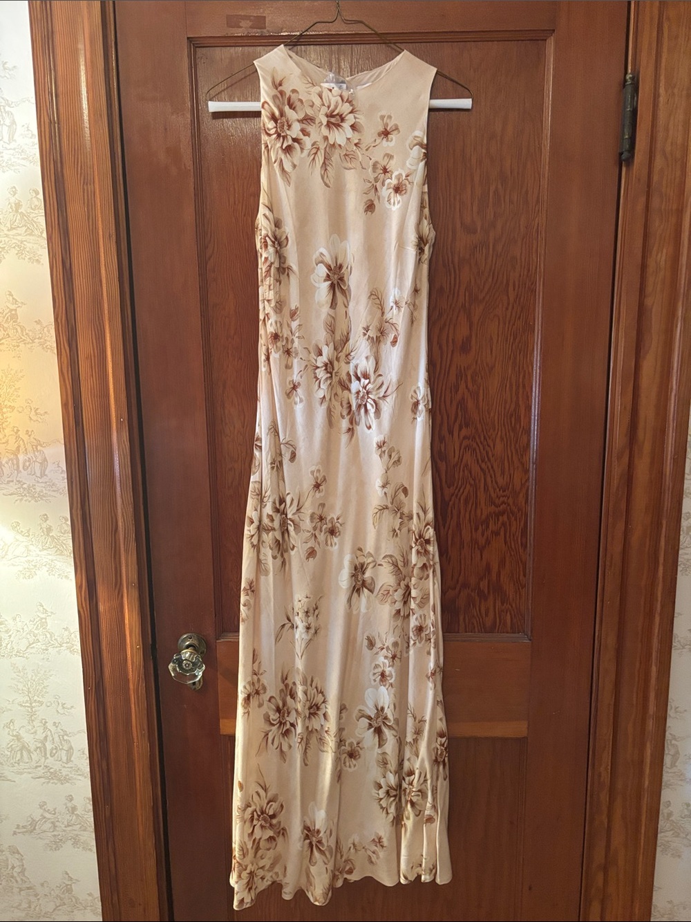Nordstrom Cream Maxi Dress with Brown Floral Print